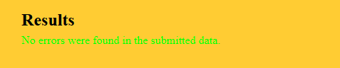 form validation example of reply from server