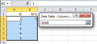 example of choosing input cell