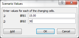 entering scenario values