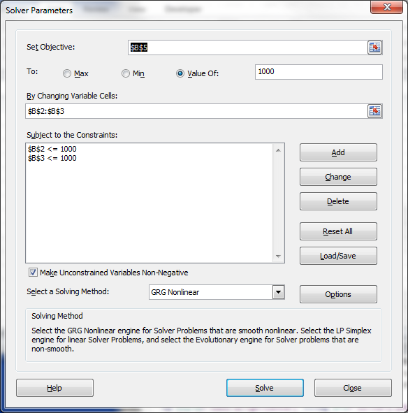using Solver
