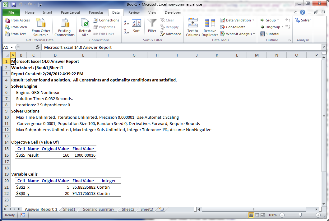 a Solver report