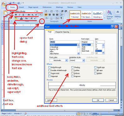 Word 2007 Font Dialog