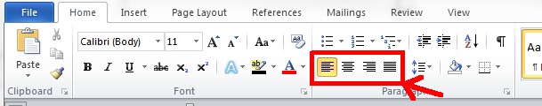 Word Justification buttons