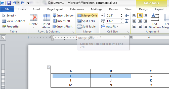 Merging table cells