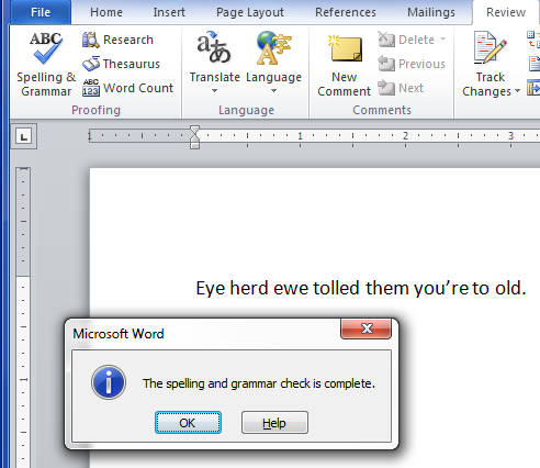 Spellcheck and grammar check