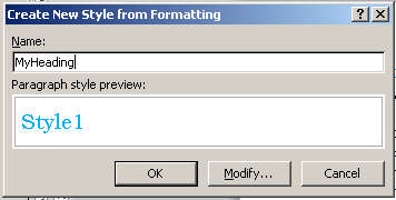 Naming a new style dialog