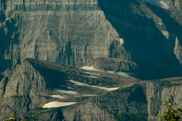 Snow and rock, Many Glacier Road